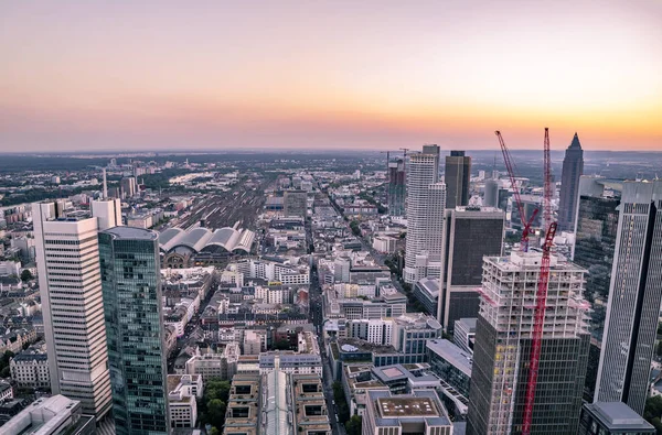 Aerial do distrito financeiro em Frankfurt, Alemanha - Europa — Fotografia de Stock