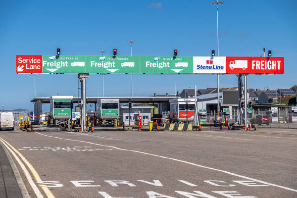 Holyhead , Wales - April 30 2018 : The border control is ready for passengers