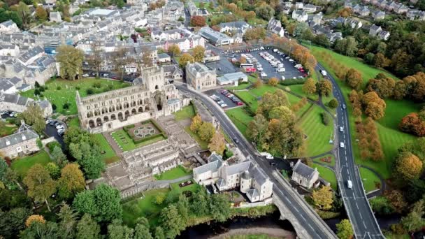 Zobacz Antena Jeśli Jedburgh Ruinami Jedburgh Abbey Szkocji Wielka Brytania — Wideo stockowe