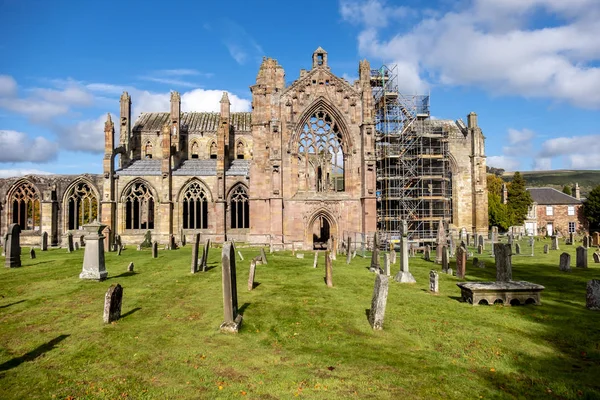 Melrose Abbey ερείπια φθινόπωρο - σκωτσέζικα σύνορα — Φωτογραφία Αρχείου