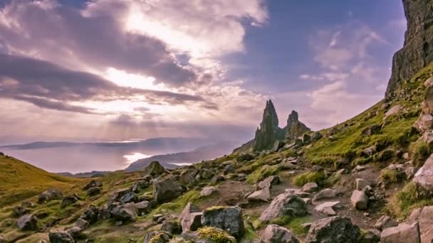 Час Закінчення Старий Stor Восени Острів Скай Шотландія — стокове відео