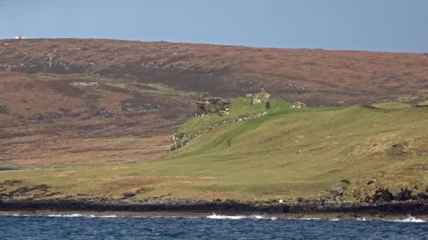 Duntulm Bay en het kasteel op het Isle of Skye - Schotland — Stockvideo