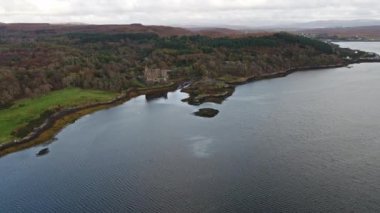 Dunvegan Kalesi'nde, Isle of Skye sonbahar günbatımı