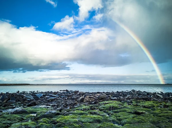 Rainbow above the famous Dinosaur bay at Staffin on the isle of Skye
