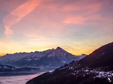 İsviçre Alpleri Beatenberg kış aylarında görülen