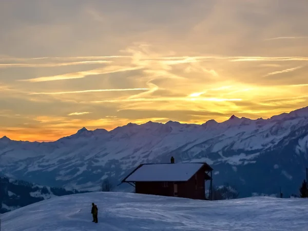 Zwitserse Alpen Gezien Vanaf Beatenberg Tijdens Winter Zwitserland — Stockfoto