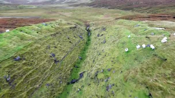 Loch Cuithir και Sgurr μια Mhadaidh Ruadh - λόφο της κόκκινης αλεπούς, Νήσος Σκάι, Σκωτία — Αρχείο Βίντεο