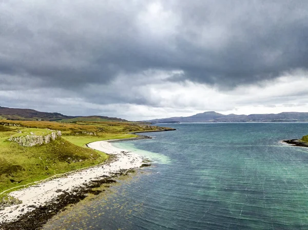 Antena Clagain Coral Beach na wyspie Isle of Skye - Szkocja — Zdjęcie stockowe
