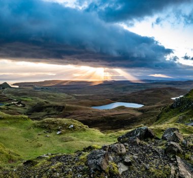 Sunrise Isle of Skye İskoçya - İngiltere üzerinde Quiraing üzerinde