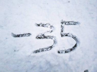 Sıcaklığı -35 kar içinde yazılı