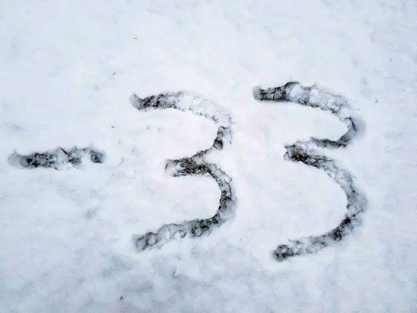 Temperatura Escrito Neve Recém Caída — Fotografia de Stock