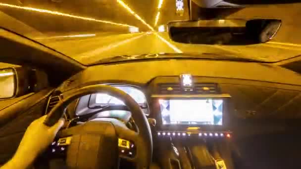 Car driving hyperlapse - inside view, left side — Stok Video