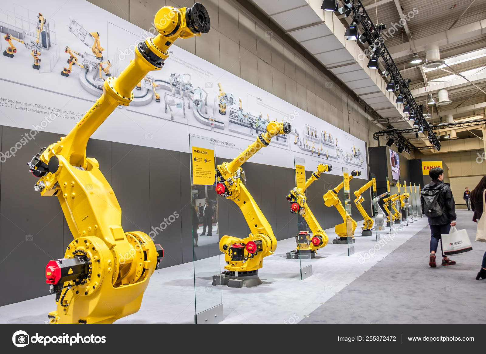 Hannover , Germany - April 02 2019 : FANUC is presenting the newest  generation of robots at the HANNOVER FAIR – Stock Editorial Photo ©  Lukassek #255372472