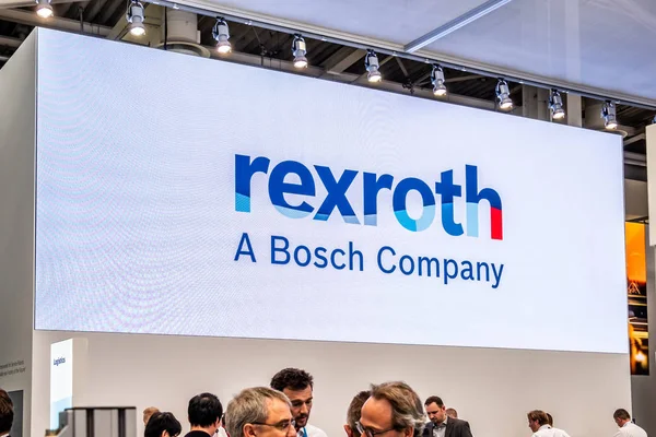 HANNOVER, ALEMANHA - 02 de abril de 2019: Bosch Rexroth apresenta inovação contínua na Feira de Hannover — Fotografia de Stock