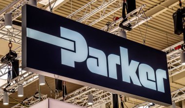 Hannover, Almanya - 02 Nisan 2019: Parker Hannover Messe adlı yeni kendi yenilikleri sunuyor