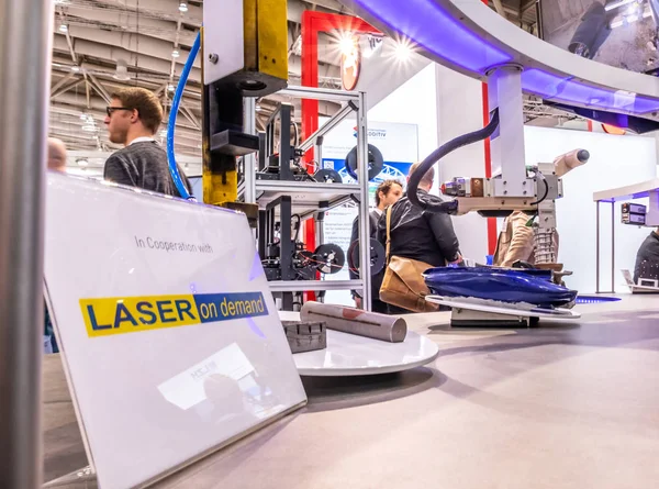 HANNOVER, ALEMANHA - 02 de abril de 2019: Laser on Demand está exibindo novas inovações na Hannover Messe — Fotografia de Stock