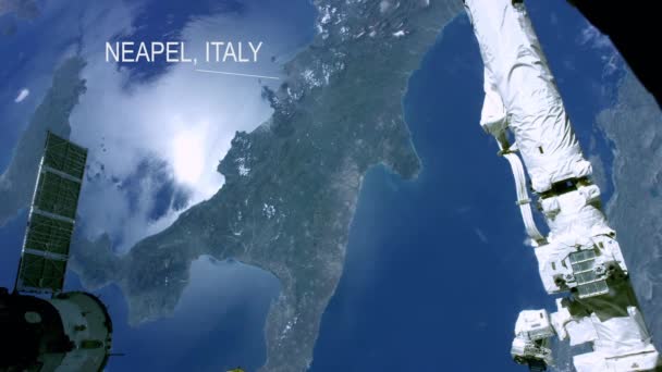 Aerial of Italy and the city of Naples seen from space - Some elements furnished by NASA — Stock Video