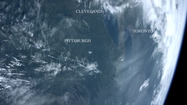 Cleveland, Toronto e Pitsburgh vistos do espaço - Alguns elementos fornecidos pela NASA — Vídeo de Stock