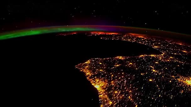 Aurora Borealis tidsfördröjning ovanför jorden-vissa element som är möblerade av NASA — Stockvideo