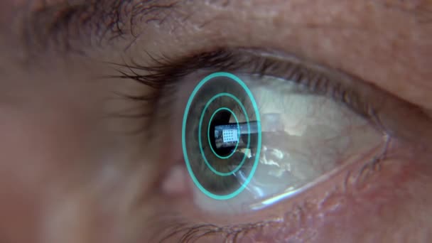 Concepto de sistema de automatización que rastrea el ojo humano — Vídeos de Stock