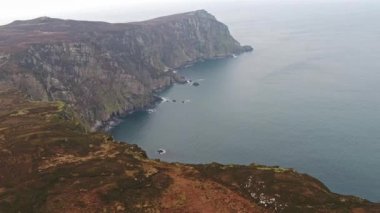 Donegal Horn Head de inanılmaz seacliffs havadan görünümü - İrlanda
