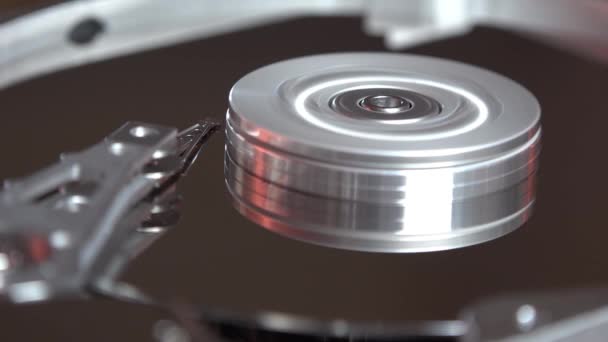Close-up of an operating computer harddisk reading and writing data — Stock Video