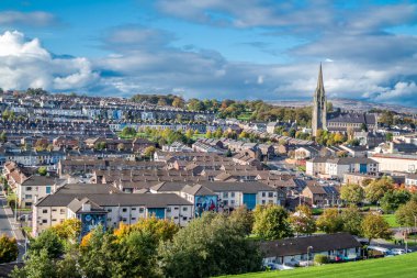 Derry 'nin hava manzarası, Kuzey İrlanda Londonderry