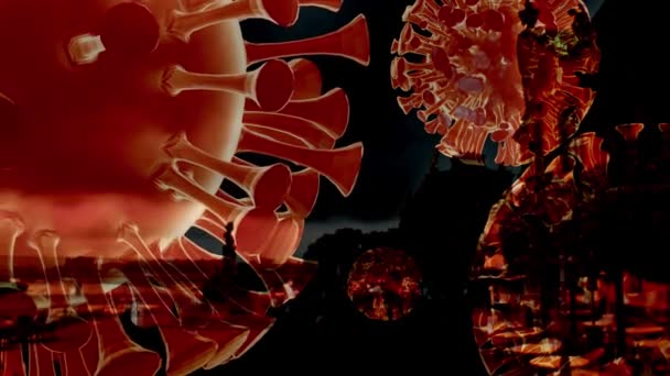 Коронавирус 3D концепция Covid 19 пандемия 3D рендеринг — стоковое видео