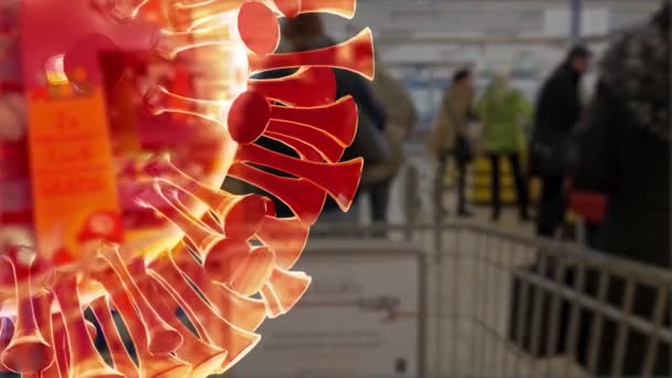 Coronavirus 3D conceito de Covid 19 pandemia 3d render — Vídeo de Stock