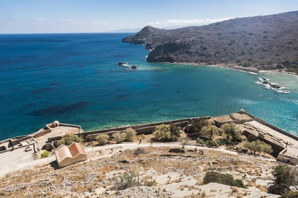 Uitzicht op de Egeïsche zee vanuit Spinalonga — Stockfoto