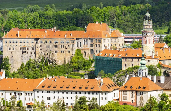 Utsikt Det Vakre Tsjekkiske Slottet Cesky Krumlov Fra Crucifix Hill – stockfoto