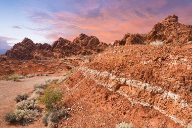 Nevada, ABD 'deki Fire State Park Vadisi' ndeki kayaların inanılmaz renkleri ve şekli