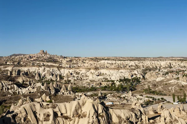 Ancient Town Castle Uchisar Dug Mountains Sunrise Cappadocia Turkey — Stock Photo, Image