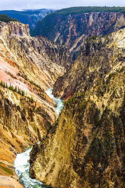 Detalj Levande Grand Canyon Yellowstone Sett Utifrån Artist Point Yellowstone — Stockfoto