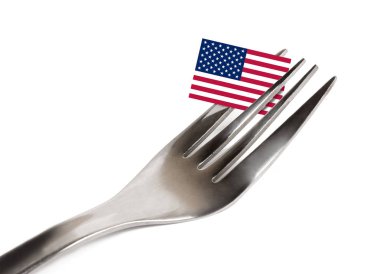 Amerikan fla beyaz zemin üzerine çatal