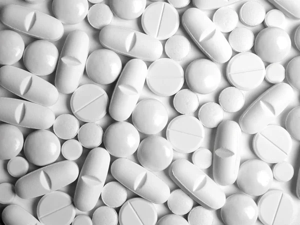 Close White Pills Background — Stock Photo, Image
