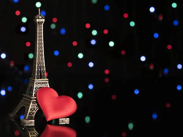 Eiffel Tower Heart Valentine Day Romantic Background — Stock Photo, Image