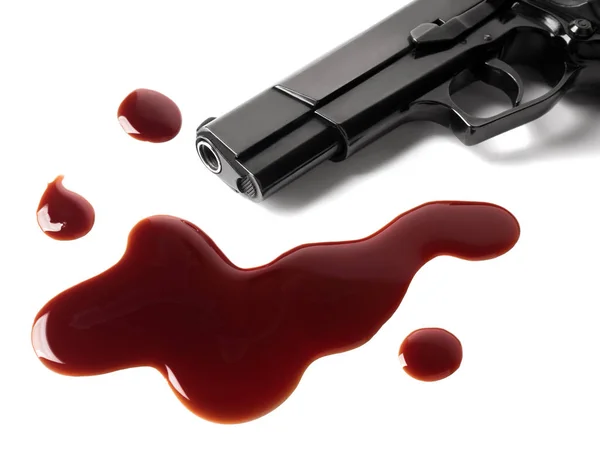 Pistola y salpicaduras de sangre — Foto de Stock