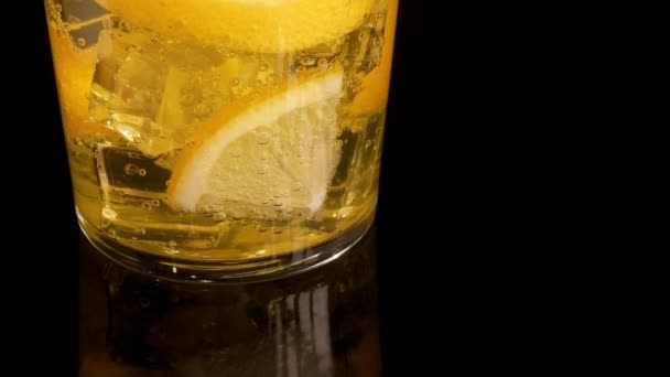 Glass Cocktail Lemon Ice — Stock Video