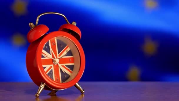 British Flag Clock Czas Brexit — Wideo stockowe