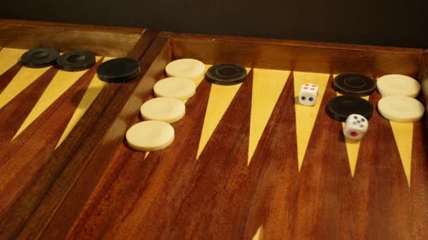 Detalle Juego Backgammon Con Dos Dados — Vídeo de stock