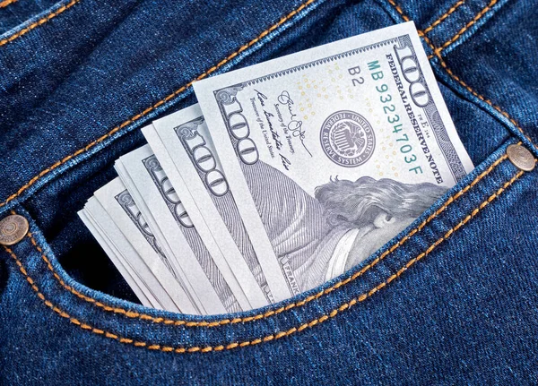 Dollar Banknotes Pockets Jeans Trousers — Stock Photo, Image