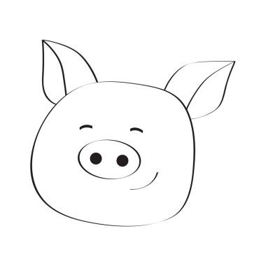 Hisse senedi vektör çizim. Domuz gülen yüz simgesi. Domuz eti. Domuz anahat logosu.