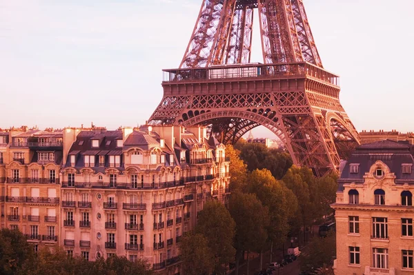 Şafakta Paris Fransa Eyfel Kulesi Nin Yüksek Manzarası — Stok fotoğraf