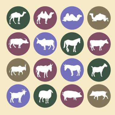 Set of farm animals icons. Vector illustration isolated on white background clipart
