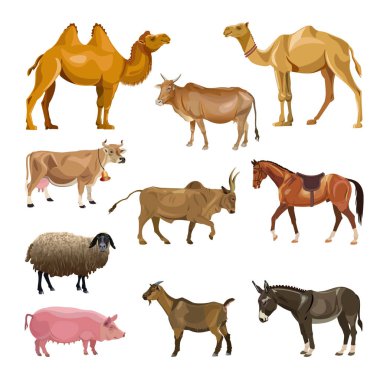 Set of farm animals. Vector illustration isolated on white background clipart