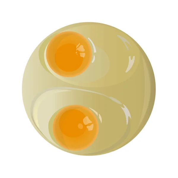 Raw Chicken Egg Two Yolks Vector Illustration Isolated White Background — Stock Vector