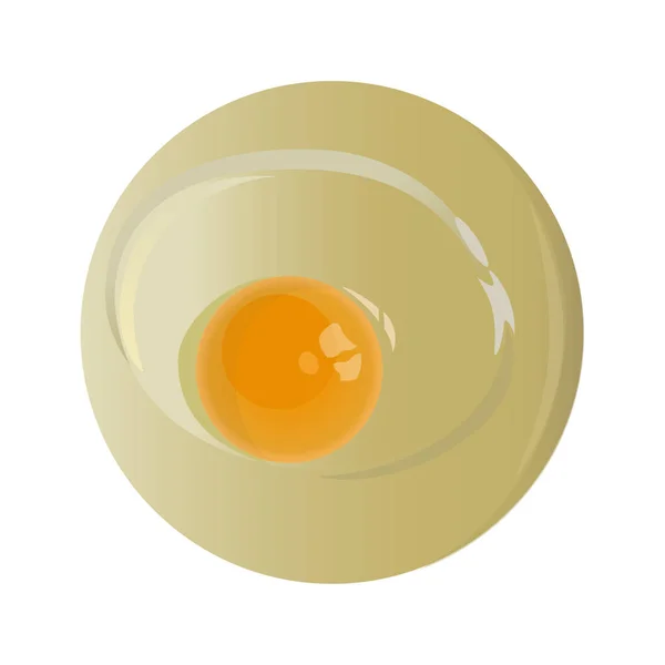 Raw Chicken Egg One Yolk Vector Illustration Isolated White Background — Stock Vector