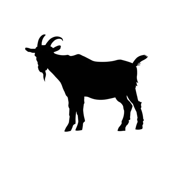 Cabra Pie Silueta Negra Vista Lateral Ilustración Vectorial Aislada Sobre — Vector de stock