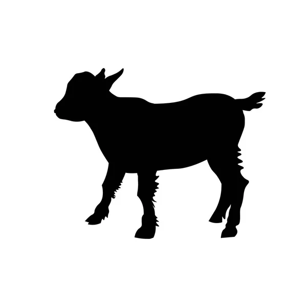 Goat Kid Silhouette Vector Illustration Isolated White Background — Stock Vector
